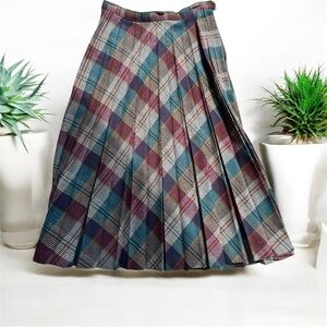 Vintage Prestige Plaid Pleated Women's Skirt - Multicolor Size 6